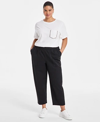 On 34th Trendy Plus Barrel-Leg Utility Pants, Exclusively at Macy's