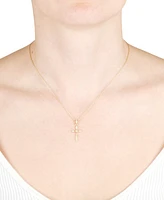 Cubic Zirconia Cross Pendant Necklace in 14k Gold-Plated Sterling Silver, 16" + 2" extender