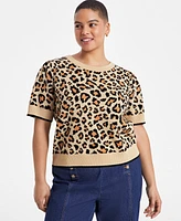 On 34th Trendy Plus Animal Jacquard Sweater, Exclusively at Macy's