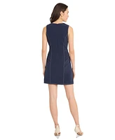 Donna Morgan Women's Contrast-Stitched A-Line Dress