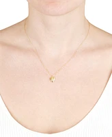 Cubic Zirconia Fluted Texture Heart Pendant Necklace in 14k Gold-Plated Sterling Silver, 16" + 2" extender