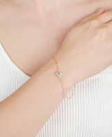 Cubic Zirconia Solitaire Bezel Mirror Link Chain Bracelet (1 ct. t.w.) Sterling Silver