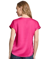 Jones New York Women's Side-Button Short-Sleeve Top