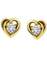 Giani Bernini Cubic Zirconia Heart Solitaire Stud Earrings Sterling Silver, Created for Macy's