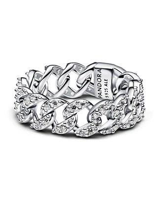 Pandora Sterling Silver Pave Cuban Chain Ring