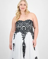 Say Yes Trendy Plus Strapless Embellished Gown, Created for Macy's