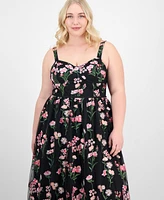 City Studios Trendy Plus Embroidered Tulle Sleeveless Gown, Created for Macy's