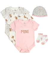 Baby Essentials Girls Mama's Mini Bodysuits, Cap & Socks, 5 Piece Set