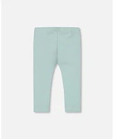 Deux par Baby Girls Flat Back Rib Capri Legging Pale Teal