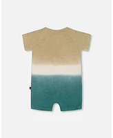 Deux par Baby Boys One-Piece Romper Gradient Beige And Teal