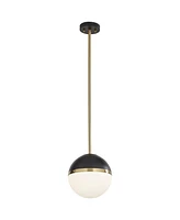 360 Lighting McGraw 10 1/4" Modern Pendant Ceiling Light Fixture Dining Room Over Table Kitchen Island Foyer Hanging Round Antique Brass and Black Fin