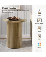 Hulala Home Perry Modern End Table with Wood Strip Decoration