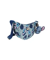 Disney Stitch Character Head All-Over Print 28 Cm Sling Crossbody Bag With Detachable Coin Pouch