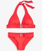 Michael Michael Kors Logo Ring Halter Bikini Top Bikini Bottoms Created For Macys