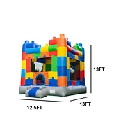 HeroKiddo Block Party Bounce House Commercial Grade for Kids and Adults (with Blower), Basketball Hoop, Outdoor Indoor, Birthday Party, Rental Quality