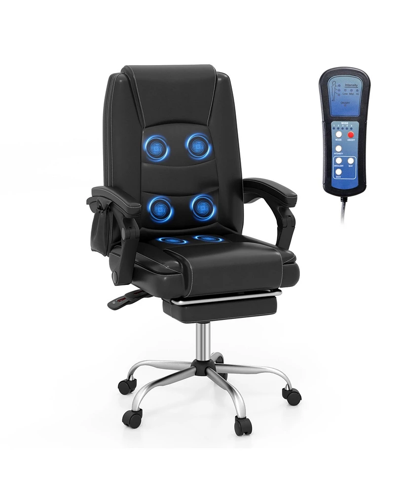 Gouun Massage Adjustable Executive Chair with Armrests and Retractable Footrest