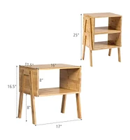 Gouun 2 Pieces Nightstand Sofa Table with Storage Shelf