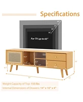 Gouun Bamboo Tv Stand for Tv up to 65 Inch
