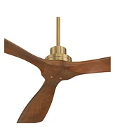 Casa Vieja 66" Delta Xl Modern Indoor Ceiling Fan 3 Blade Remote Control Soft Brass Finish Brown Walnut Finish Blades Bedroom Living Room Kitchen Dini