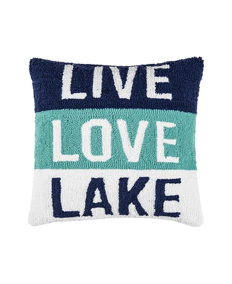 18" x 18" Live Love Lake Hooked Throw Pillow