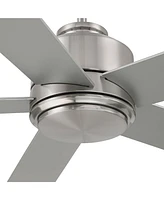 Casa Vieja 52" Grand Palm Modern Indoor Outdoor Ceiling Fan 5 Blade Led Light Remote Control Brushed Nickel Finish Silver Wood Blades Bedroom Patio Li