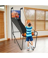 Kuyotq Foldable Single Shot Basketball Arcade Game with Electronic Scorer and Basketballs