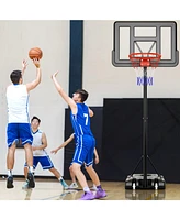 Kuyotq 4.4-10 Feet Portable Basketball Hoop Adjustable with 2 Wheels and Fillable Base