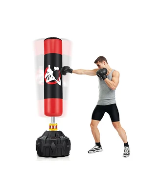 Kuyotq 70 Inch Freestanding Punching Bag with Fillable Base 12 Suction Cups and Shock Absorbers