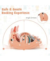 Kuyotq 3-in-1 Kids Slide Rocking Horse Set Convertible Toddler Slide with Basketball Hoop