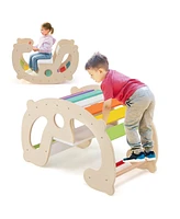 Kuyotq 2-in-1 Rocking Horse Arch for Kids Montessori Climbing Toys with Arch Climber