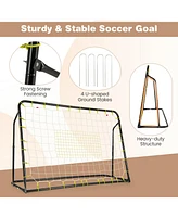 Kuyotq 2-in-1 Kids Soccer Rebounder and Soccer Goal with Adjustable Height