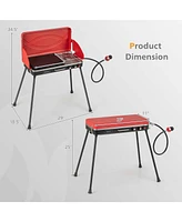 Costway 2-in-1 Propane Grill 2 Burner Camping Gas Stove Portable with Removable Leg
