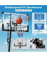 Costway 4.9-10 Ft Basketball Hoop System with 44 Inch Shatterproof Backboard with Wheels