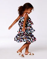 Deux par Big Girls Printed Tiered Dress Ice Lollipops And Black