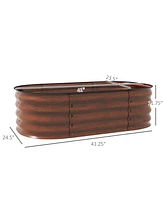 Outsunny Galvanized Raised Garden Bed Planter Box, 4.9' x 2' 1',