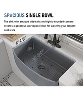 Casainc 33inch L x 21inch W Single Bowl Fireclay Kitchen Sink with Sink Grid