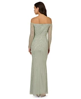 Adrianna Papell Sequin Off-The-Shoulder Gown