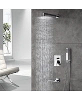 Boyel Living 3-Function Shower System Rain System Wall-Mounted Shower Head with Handheld Shower Sprayer Shower System with Bathtub Spout, Brushed Nick