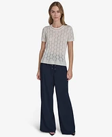 Halston Women's Textured-Knit Short-Sleeve Top