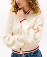 Tommy Hilfiger x Sofia Richie Grainge Women's Knit Zip-Front Varsity Sweater