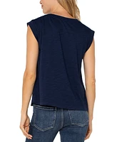 Liverpool Los Angeles Petite Mixed-Media Sleeveless Top