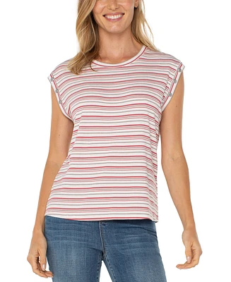 Liverpool Los Angeles Petite Striped Sleeveless Top