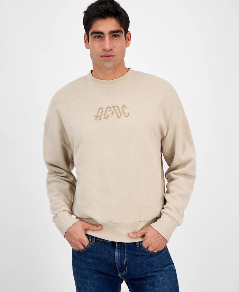 Tai Apparel Men's Ac/Dc Relaxed Fit Long Sleeve Crewneck Graphic Sweatshirt