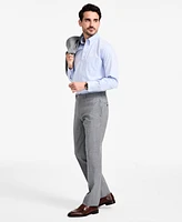 B by Brooks Brothers Men's Windowpane Wool-Blend Stretch Classic-Fit Suit Pants