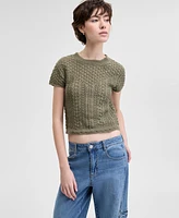 And Now This Women's Crochet Short-Sleeve Sweater, Exclusively at Macy's