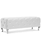 Arabella Crystal Tufted Faux Leather Bench