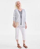 Style & Co Women's Striped Open-Front Long-Sleeve Cardigan, Exclusively at Macy's