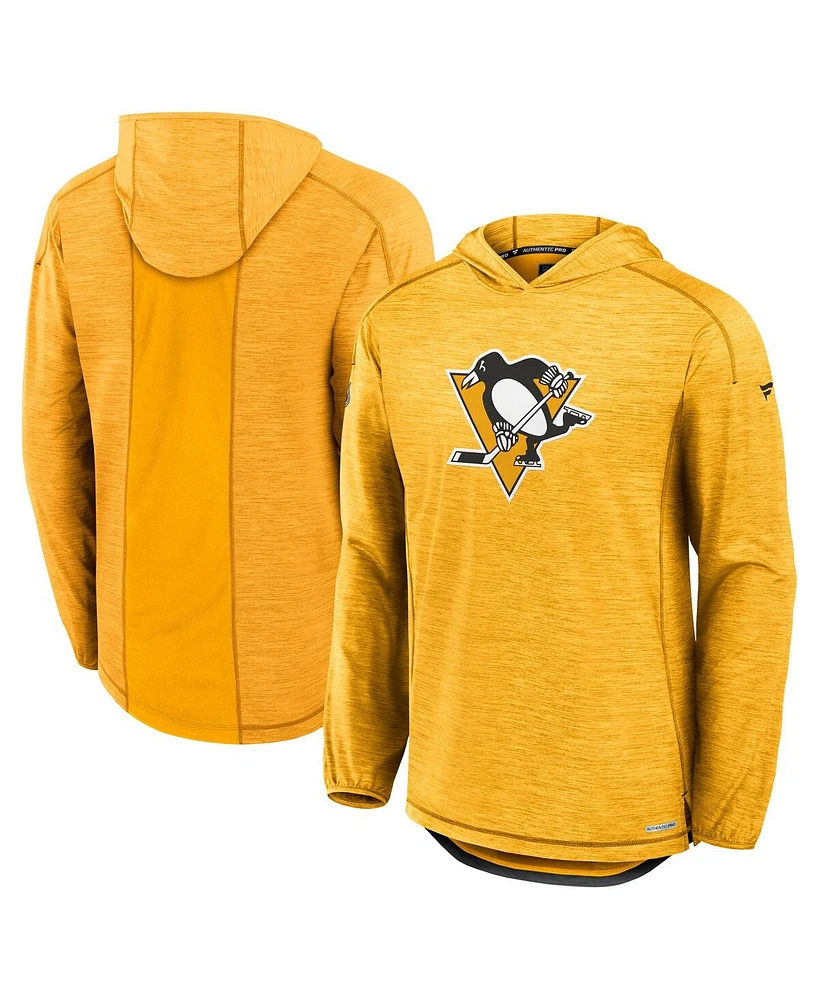 Fanatics Men's Gold Pittsburgh Penguins Authentic Pro Rink Lightweight Pullover Hoodie