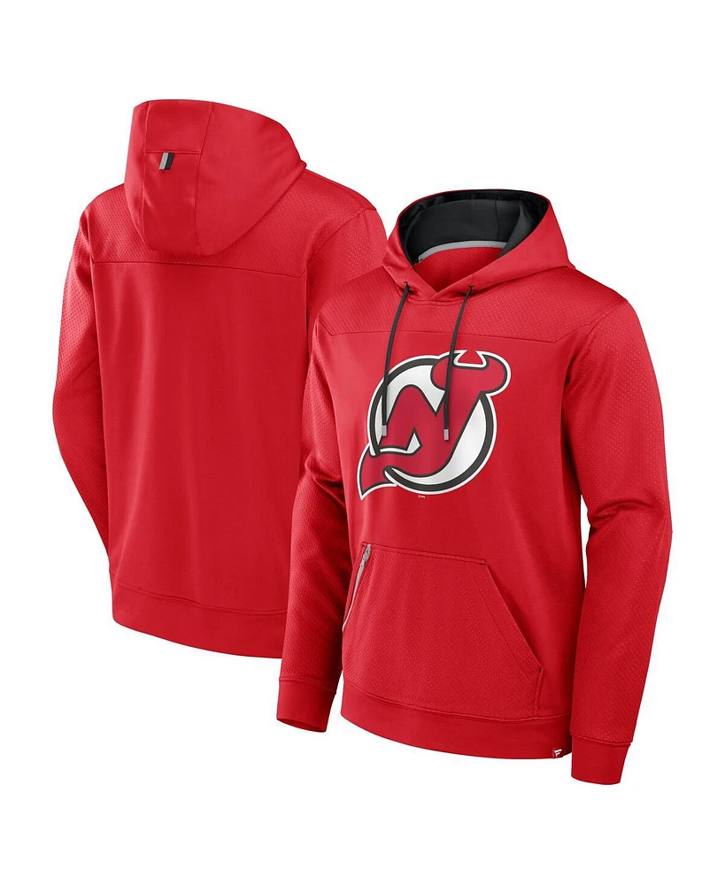 Fanatics Men's Red New Jersey Devils Defender Pullover Hoodie