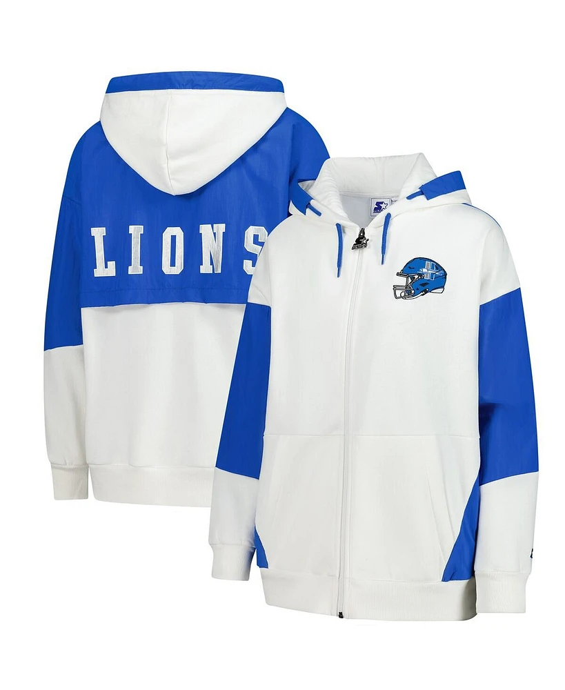 Starter Women's White Detroit Lions Scrimmage Full-Zip Hoodie